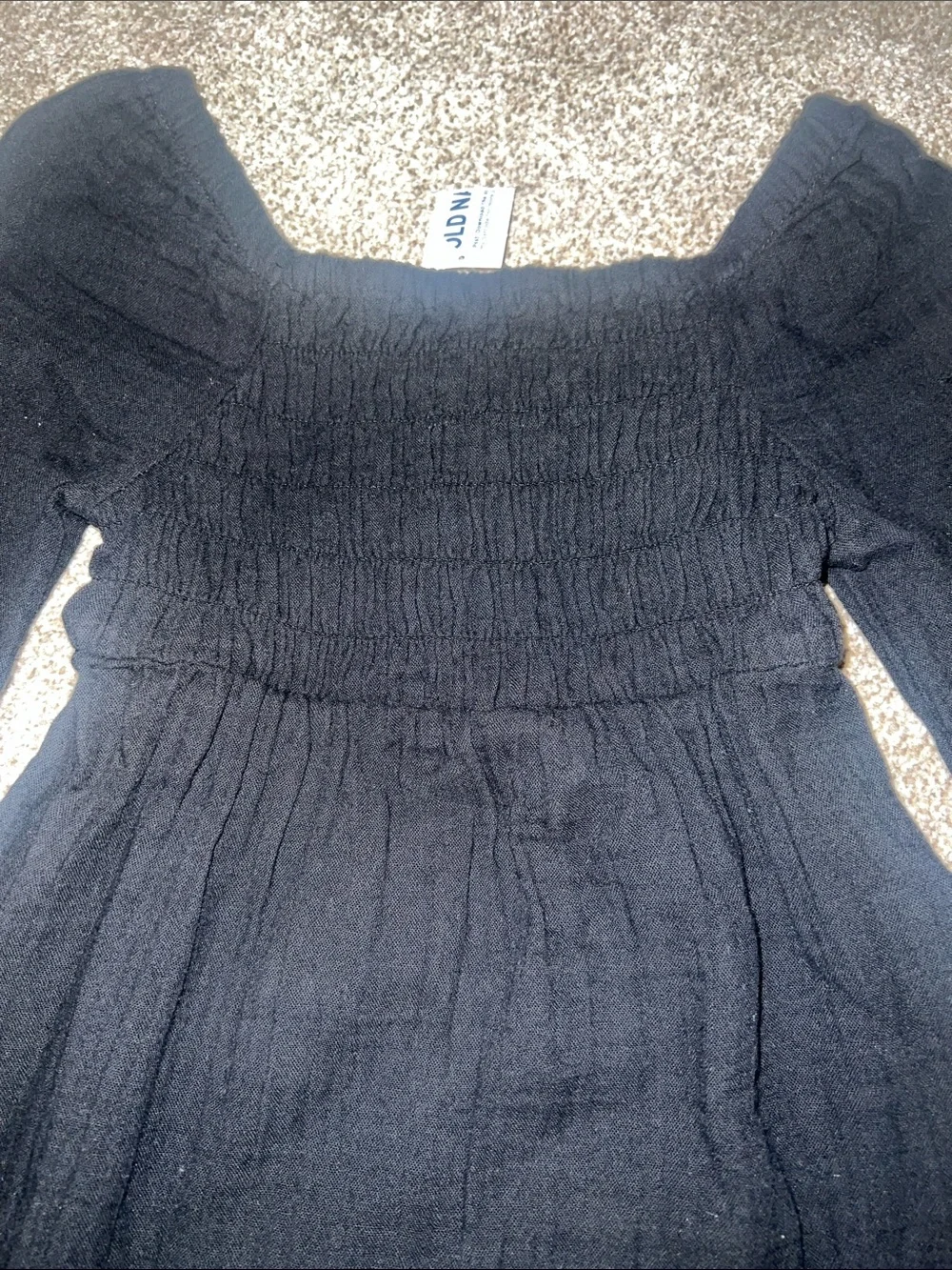 Old Navy Black Long-Sleeve Smocked Kids Dress